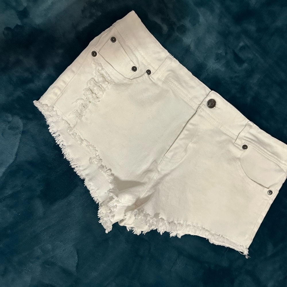 Ambiance White Frayed Jean Shorts